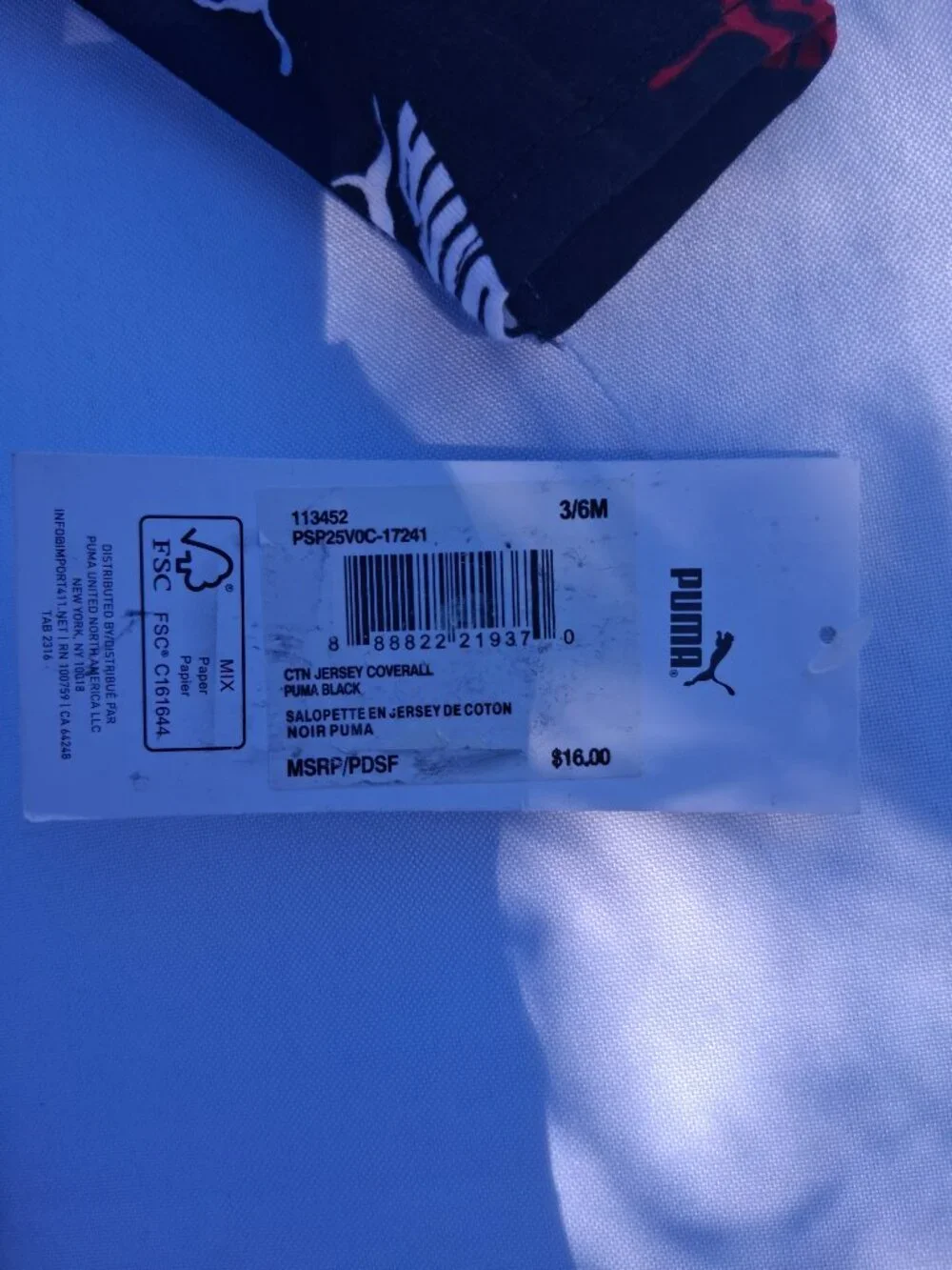 NWT Puma Logo Print Sleeper Pajamas Baby 3-6M / 6-9M